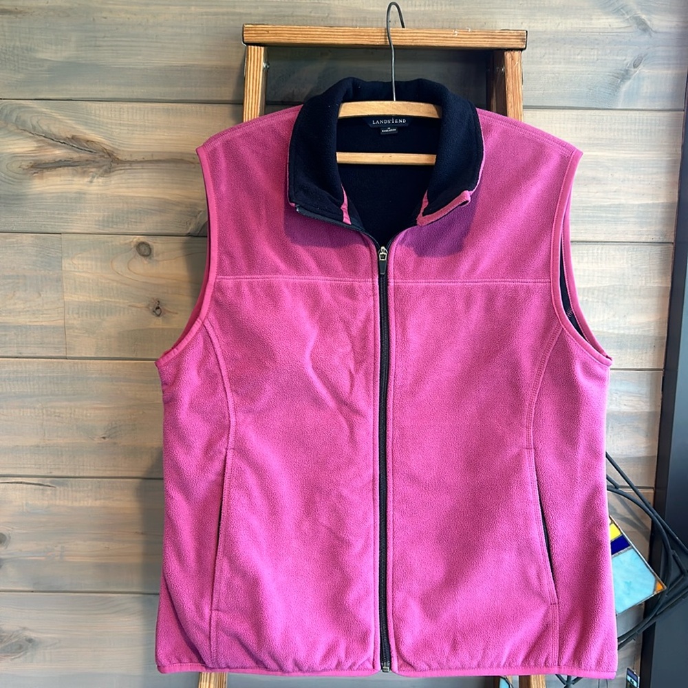 Lands’ End Pink and Black Vest (Medium)